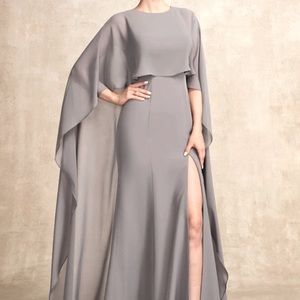 AMSALE CRANE CAPE DRESS